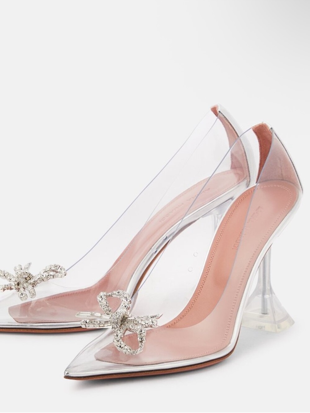 Amina Muaddi Rosie Glass Pumps Transparent PVC Crystal Bow 95 Heels size 39
